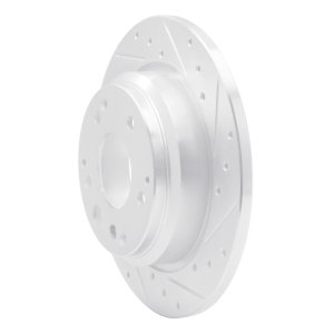 Acura RL Brake Rotor (1) - Rear Right - R1 Concepts - Drilled & Slotted - Silver - `99-`01